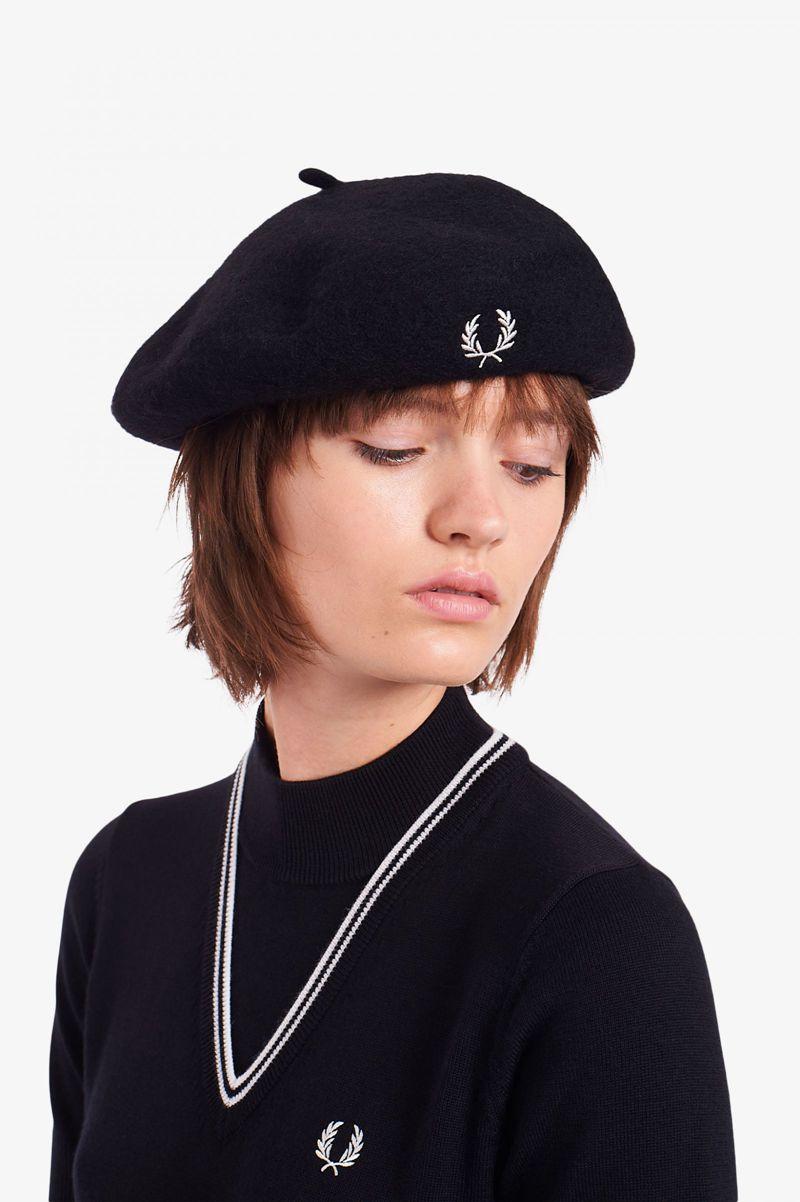 Black Fred Perry Beret Women's Hats | PH 1837FDNM